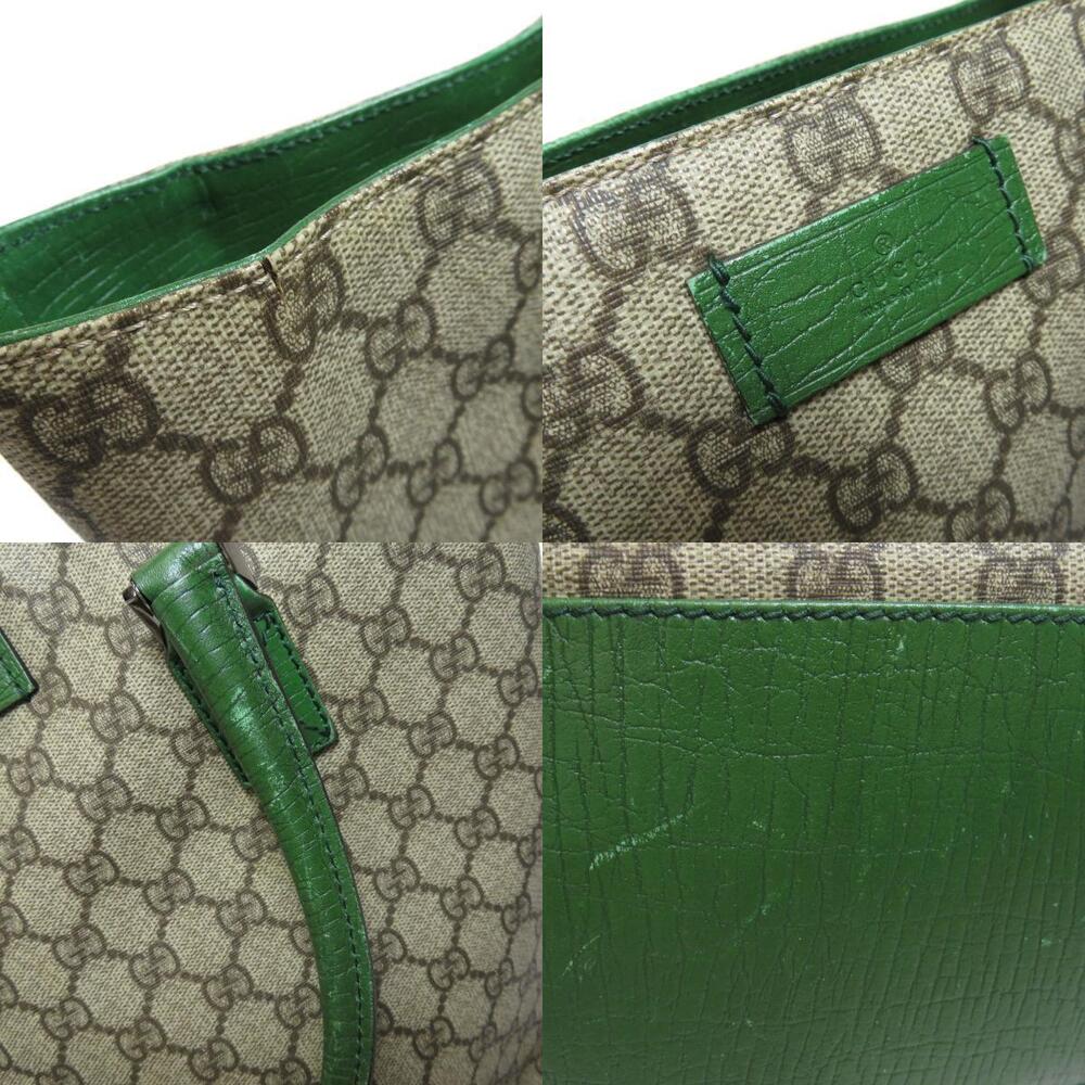 Gucci GG Supreme Tote Bag green leather handles trim - Picture 8 of 11